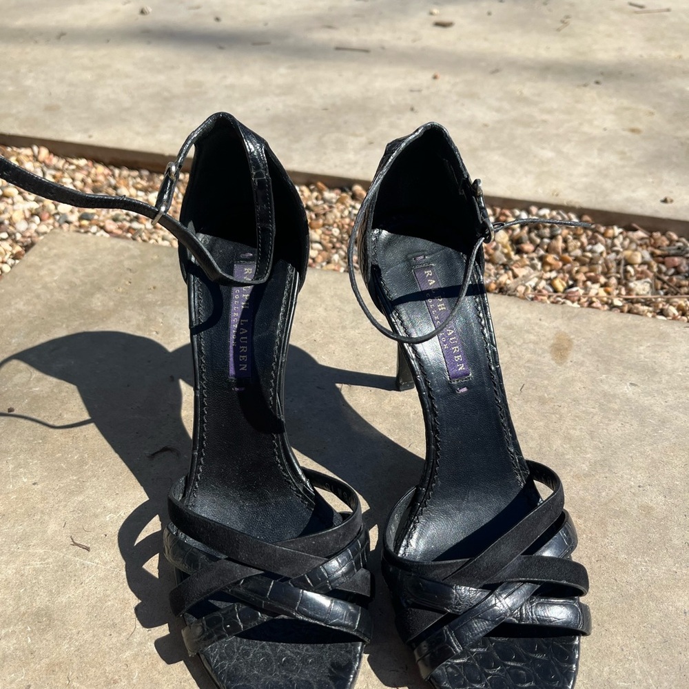 Ralph Lauren Purple Label 7.5 leather black heel
